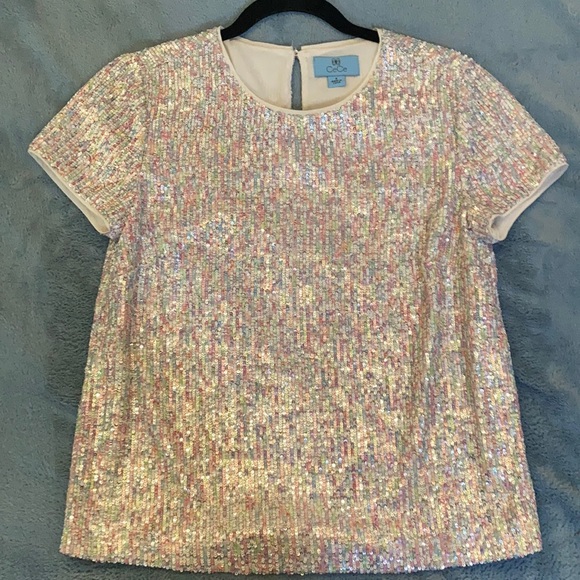CeCe | Tops | Cece Sequin Short Sleeve Tee Shirt From Dillards | Poshmark